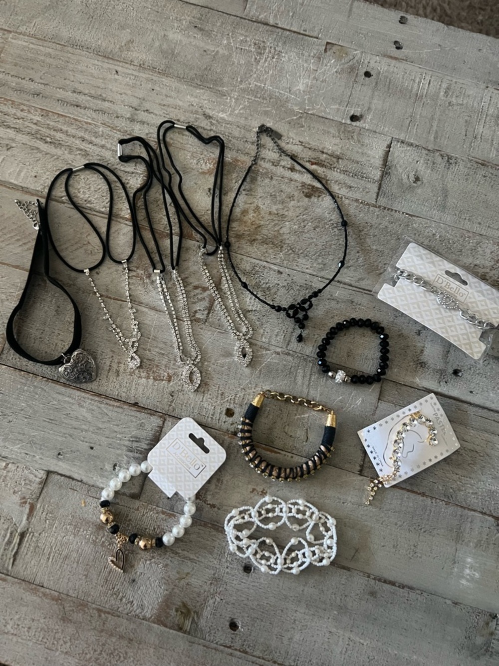 Mixed Black Silver & Gold Tone Women's Assorted Necklace & Bracelet Bundle